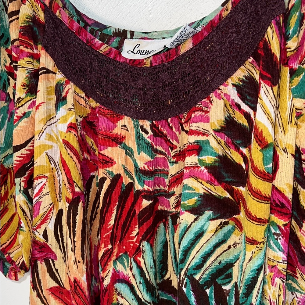 Loungees Tropical Print Maxi Dress with Pockets. - Picture 3 of 7